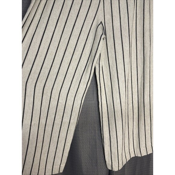 Worthington Wide Leg Linen Blend Cream & Black Stripes High Waist Size 16 - Picture 6 of 9